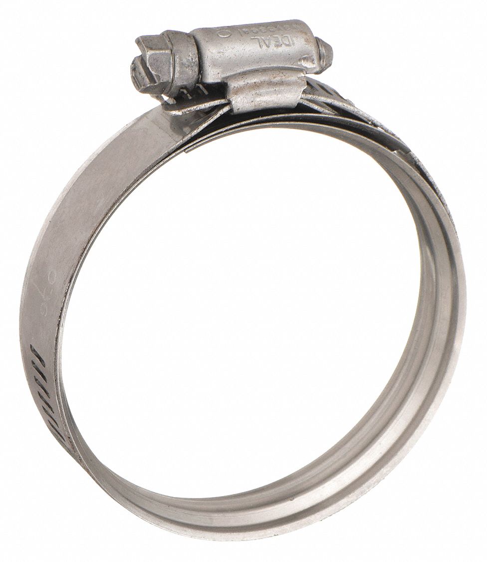 WORM GEAR HOSE CLAMP, 301 STAINLESS STEEL, RECESSED BEAD-LINED BAND, SAE # 48, 10 PK