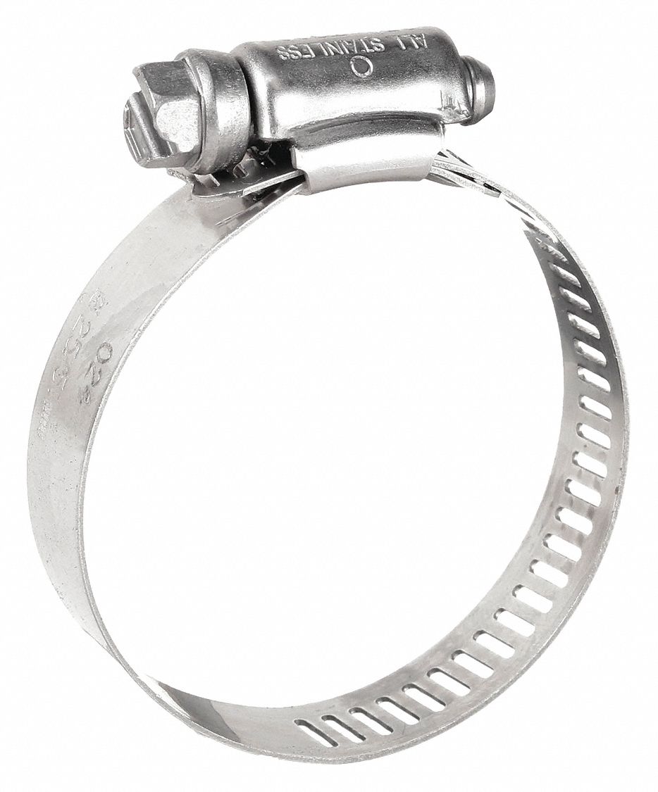 WORM GEAR HOSE CLAMP, 201 STAINLESS STEEL, PERFORATED BAND, ½ IN TO 1¼ IN CLAMPING DIA, 10 PK