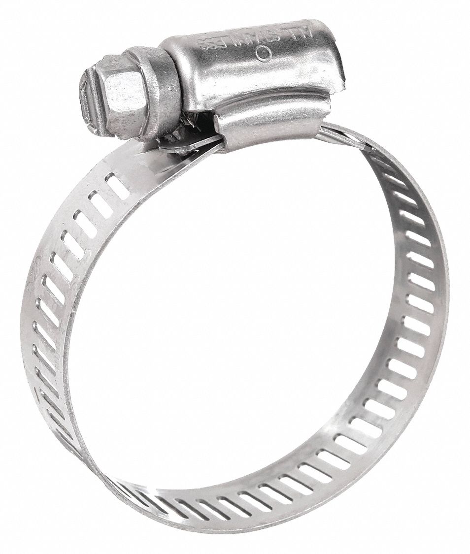 WORM GEAR HOSE CLAMP, 201 SS, PERFORATED BAND, ½ IN TO 1 1/16 IN CLAMPING DIAMETER, 10 PK