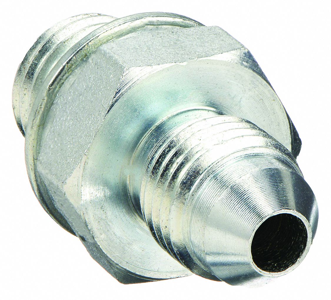 Hydraulic Hose Adapter: 3/8 in x 1/4 in Fitting Size, Male x Male, NPTF x NPTF, Rigid, Straight