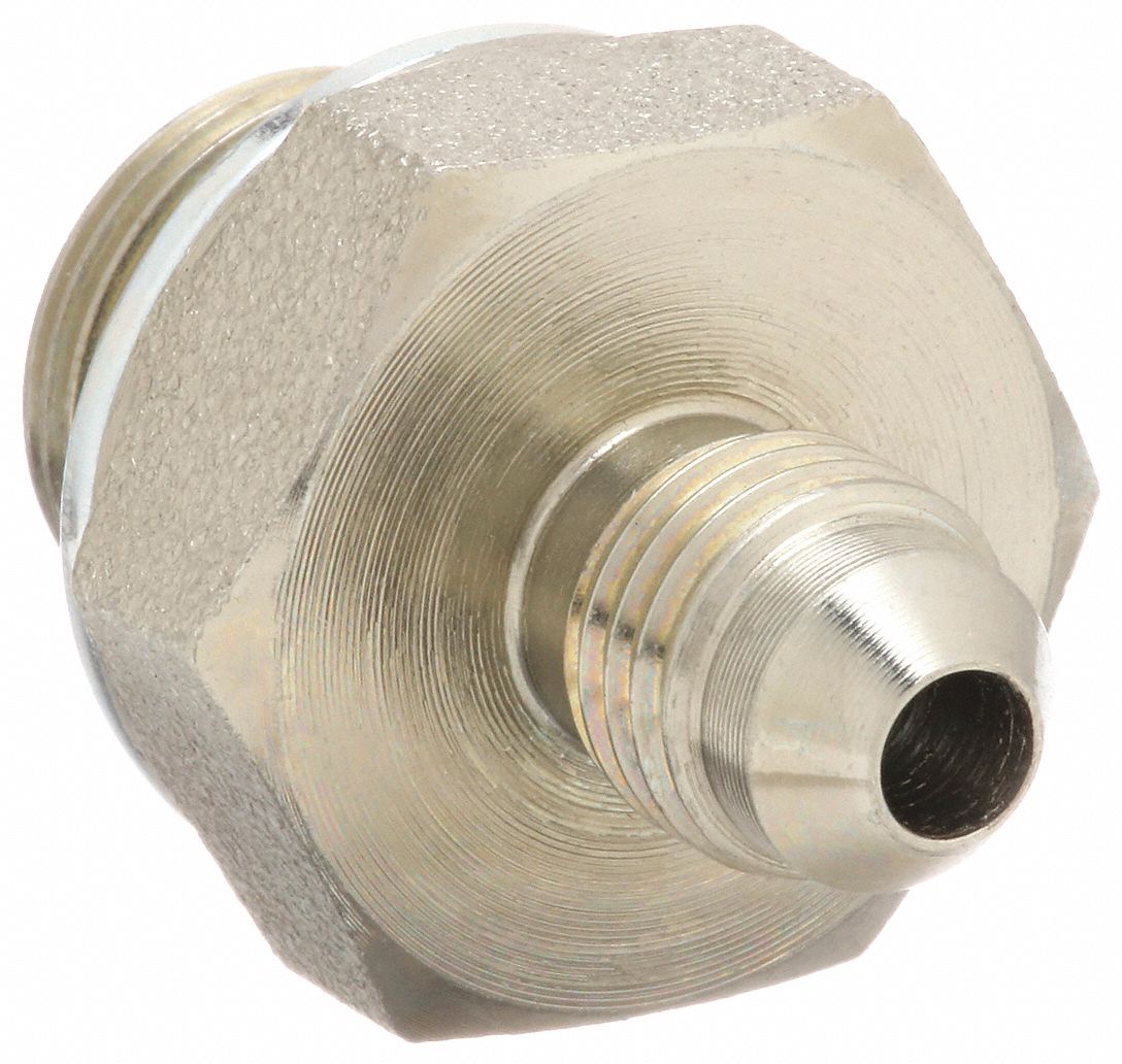 Hydraulic Hose Adapter: 1/4 in x 3/8 in Fitting Size, Male x Male, NPTF x NPTF, Rigid, Straight
