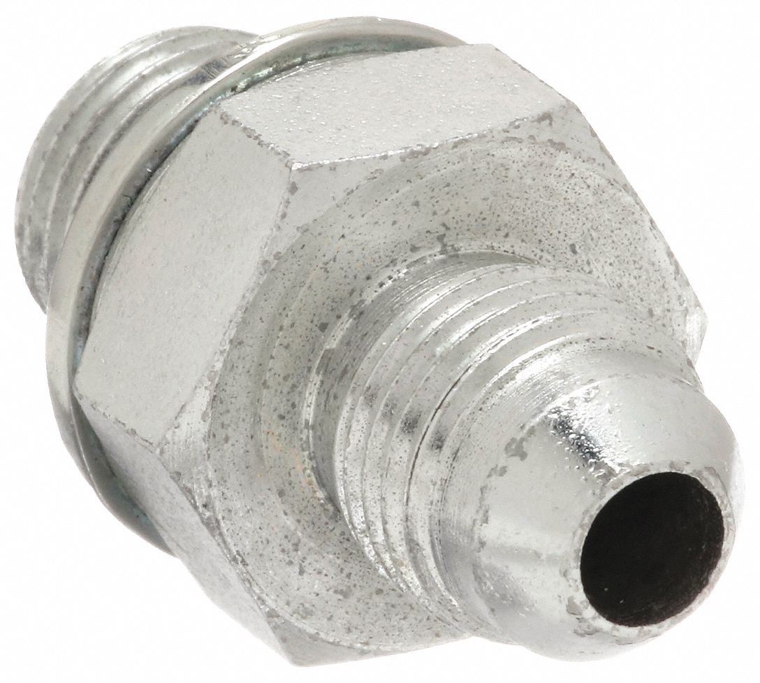 Hydraulic Hose Adapter: 5/16 in x 1/4 in Fitting Size, Male x Male, NPTF x NPTF, Rigid, Straight
