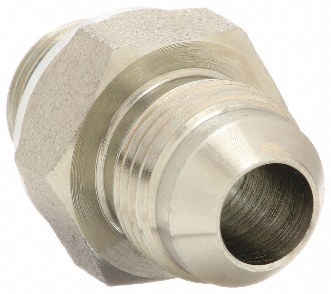 Hydraulic Hose Adapter: 1/2 in x 3/8 in Fitting Size, Male x Male, NPTF x NPTF, Rigid, Straight
