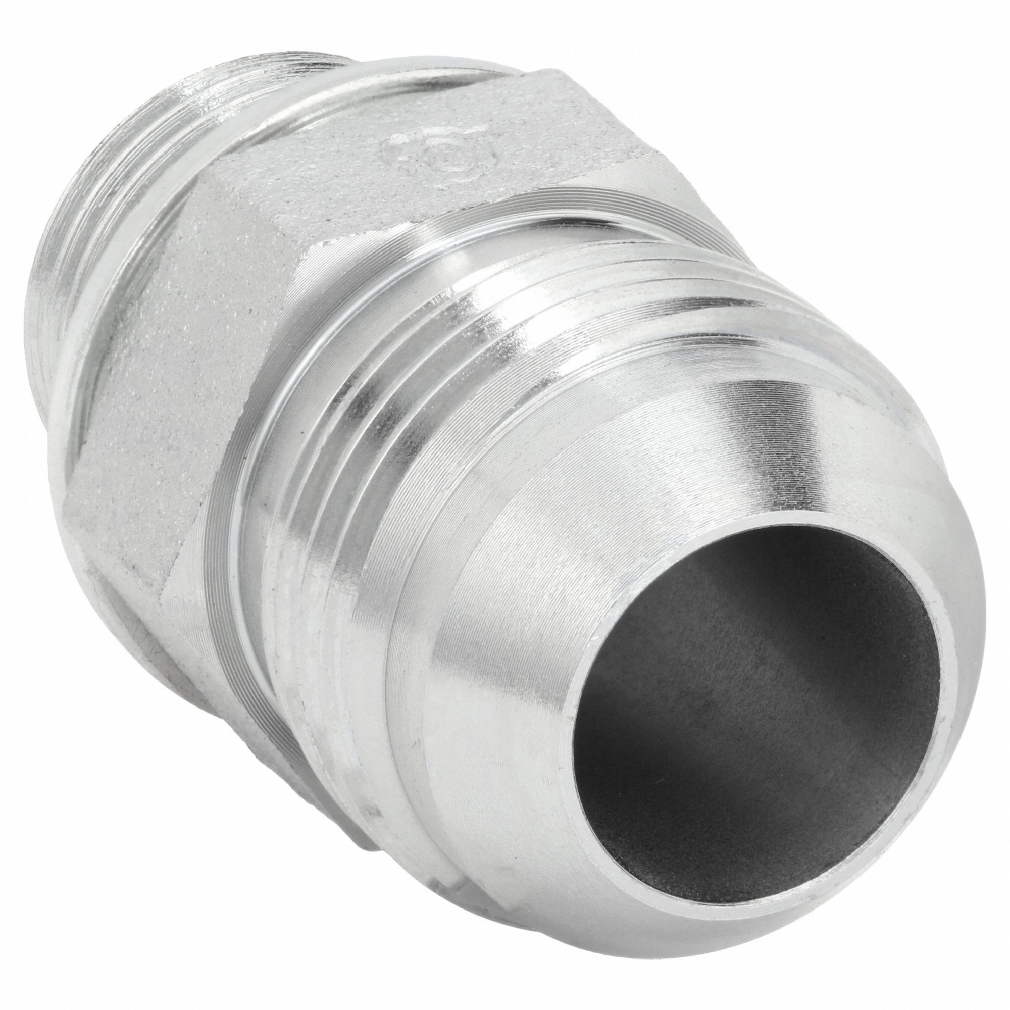 Hydraulic Hose Adapter: 3/4 in x 1/2 in Fitting Size, Male x Male, BSPP x JIC, Rigid, Straight