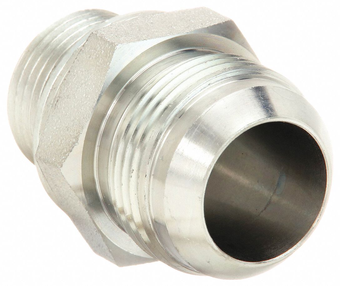 Hydraulic Hose Adapter: 1 in x 27 mm Fitting Size, Male x Male, Metric x JIC, Rigid, Straight