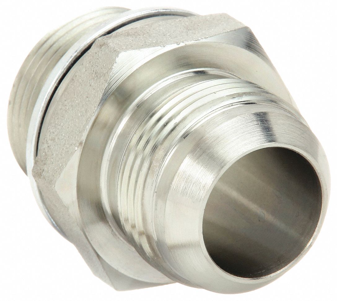 Hydraulic Hose Adapter: 1 in x 33 mm Fitting Size, Male x Male, Metric x JIC, Rigid, Straight