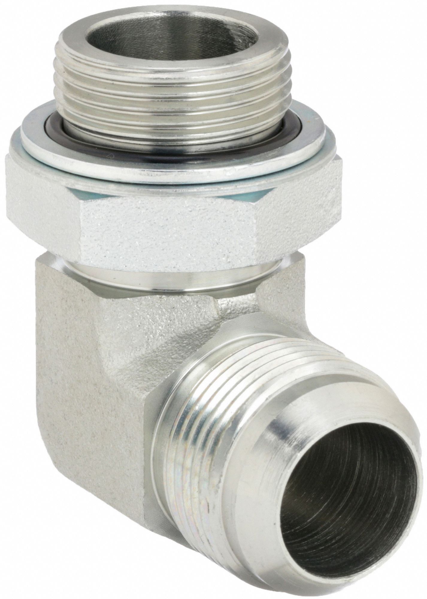 Hydraulic Hose Adapter: 1 in x 33 mm Fitting Size, Male x Male, Metric x JIC, Rigid, 90° Elbow