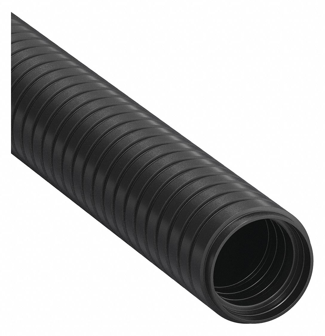 Corrugated Loom Tubing: 1 in Nominal Size, 10 ft Overall Lg, Polyamide 12, Black