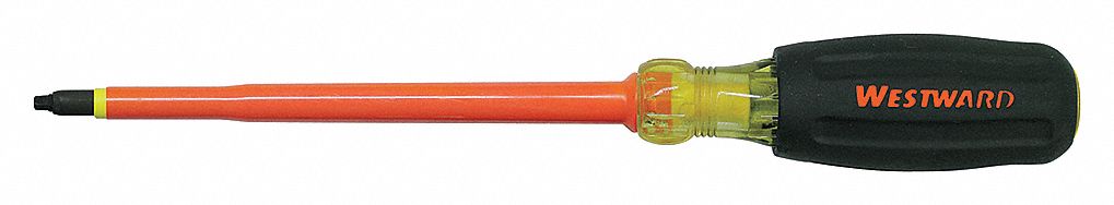 INSULATED SQUARE SCREWDRIVER, #3 TIP SIZE, 10 1/4 IN OVERALL L, 6 IN SHANK L