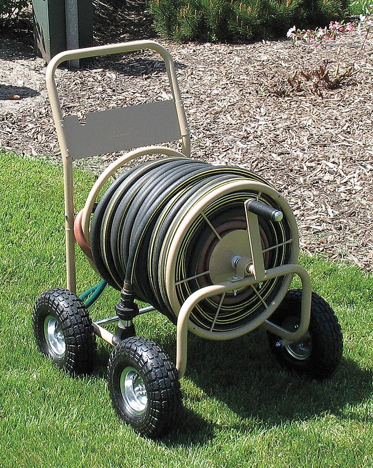 LIBERTY PORTABLE HOSE CART,STEEL,16-1/2 IN. - Hand Crank Garden