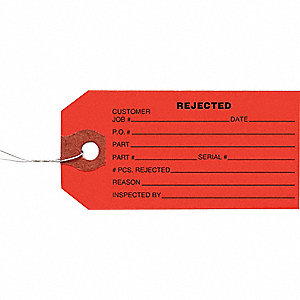 INSPECTION TAG,PAPER,REJECTED,PK100