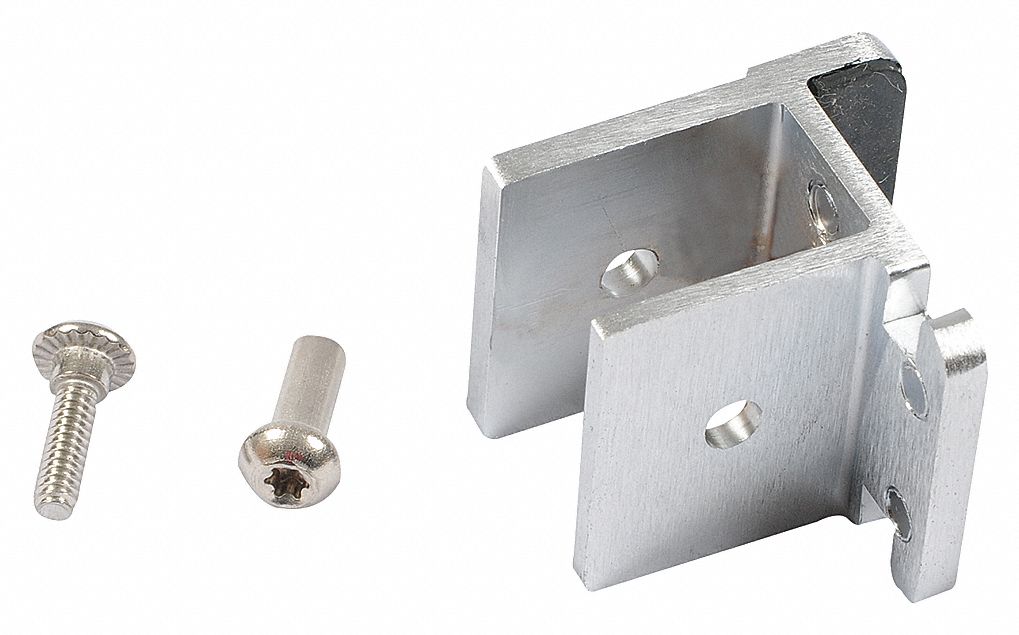 DOOR STOP: ALUMINUM, BRUSHED, 1½ IN X 2 IN, COMPATIBLE PARTITION MATERIAL PHENOLIC