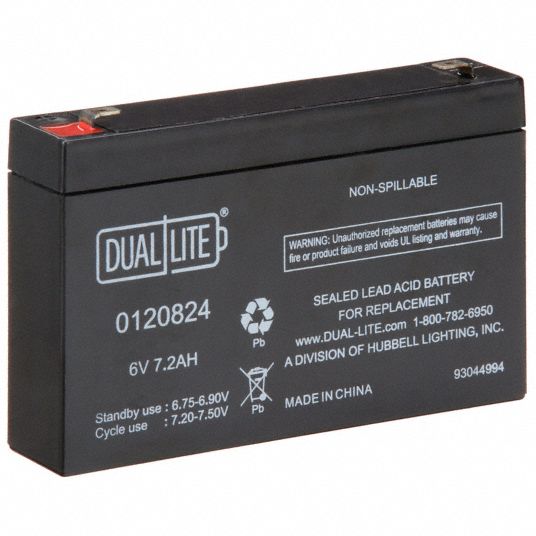 Dual Lite 0120824 Approved 6-Volt 7-7.2Ah 3.4-Amp for 90-Minute New SLA Battery