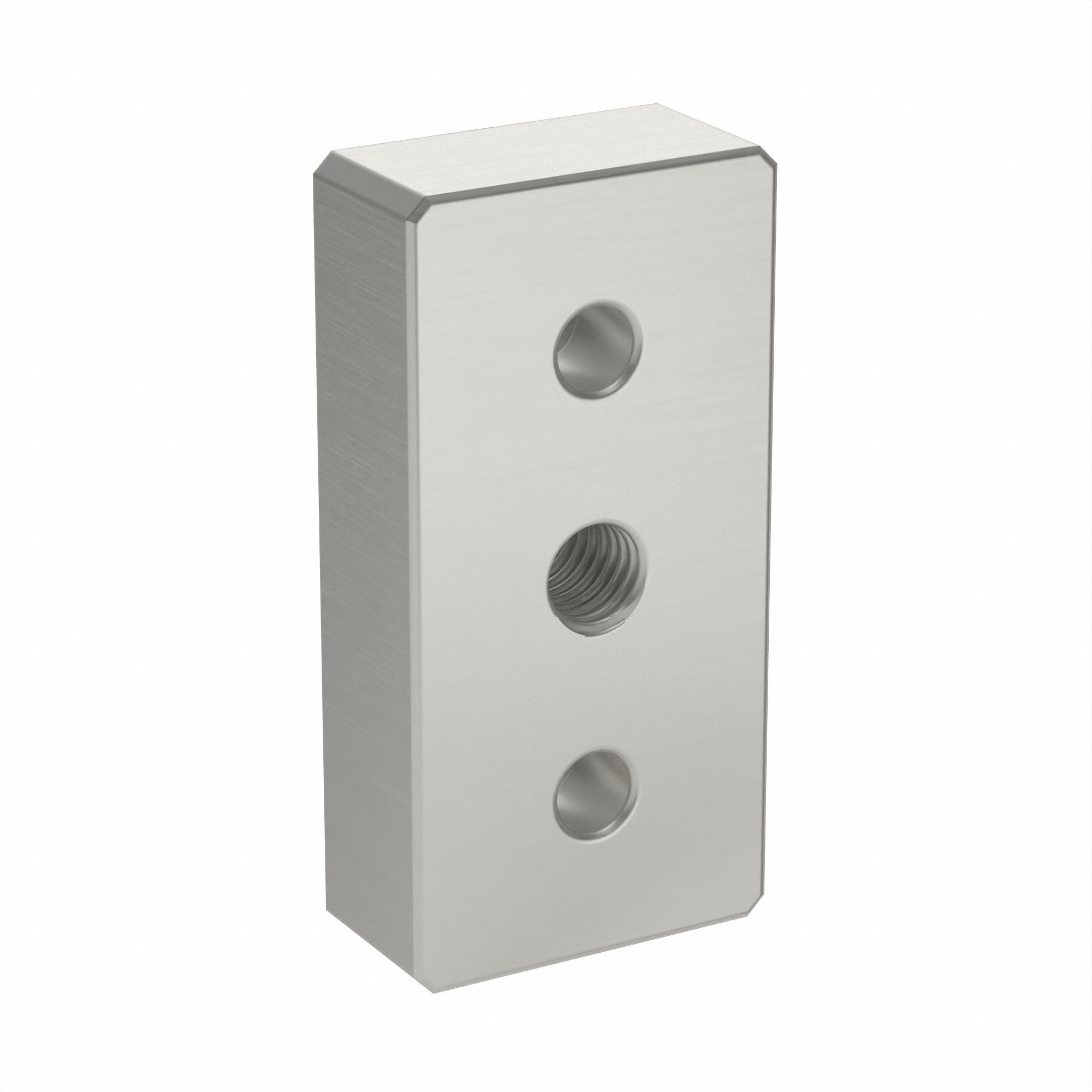 Base Plate: 15 Series, Aluminum, 1 1/2 in x 3/4 in x 3 in, Drop-In, Double, Adj