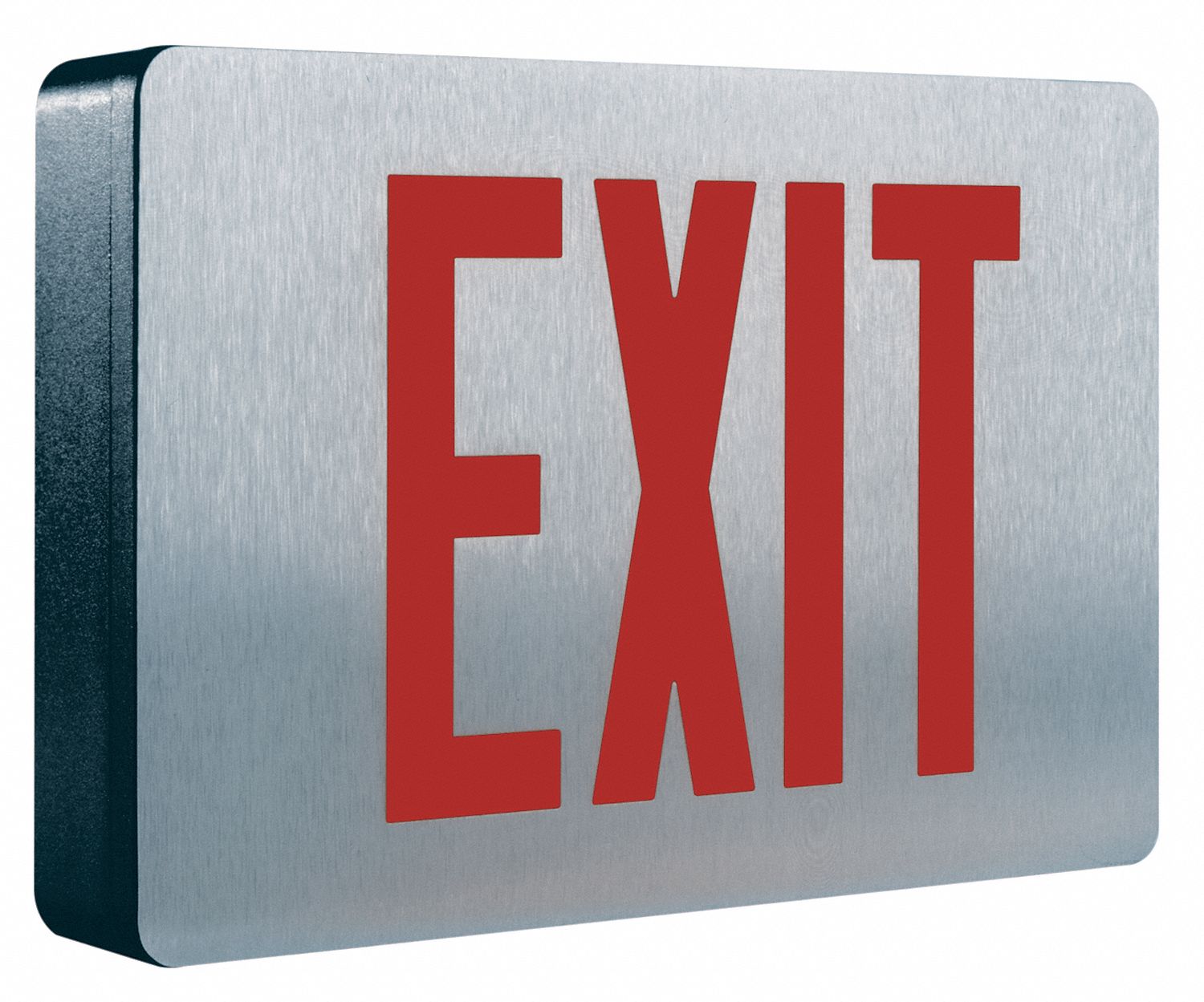 Exit Sign: LED, Black, Red, 1 Faces, Ceiling, Not Battery Powered, Without Battery Backup, Gray