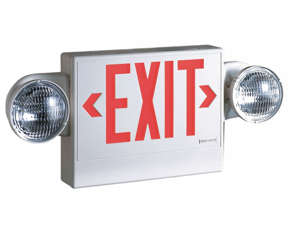 Exit Sign w/Emergency Lights,5.4W,Red