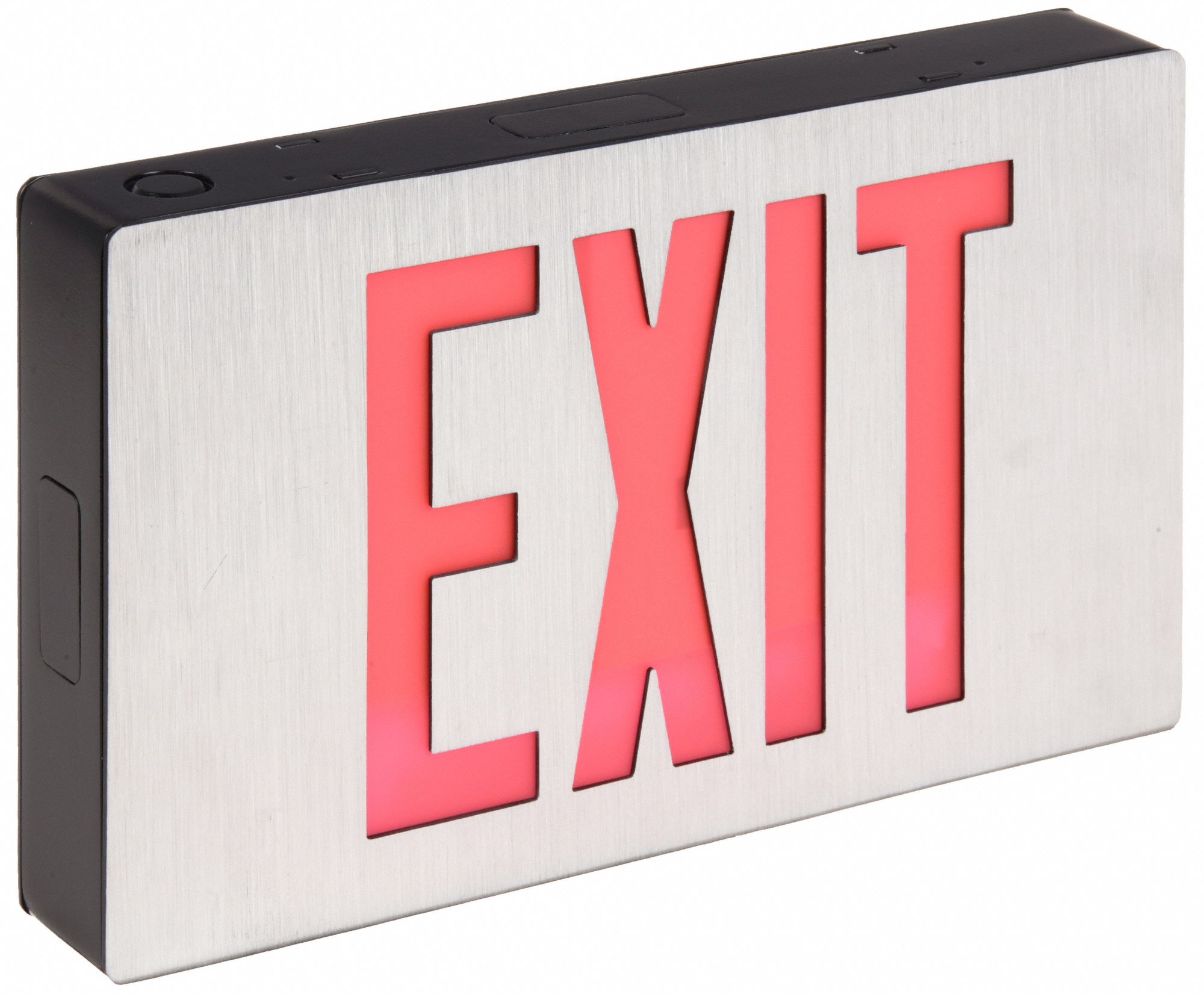 Exit Sign: LED, Black, Red, 1 Faces, Ceiling, Not Battery Powered, Without Battery Backup