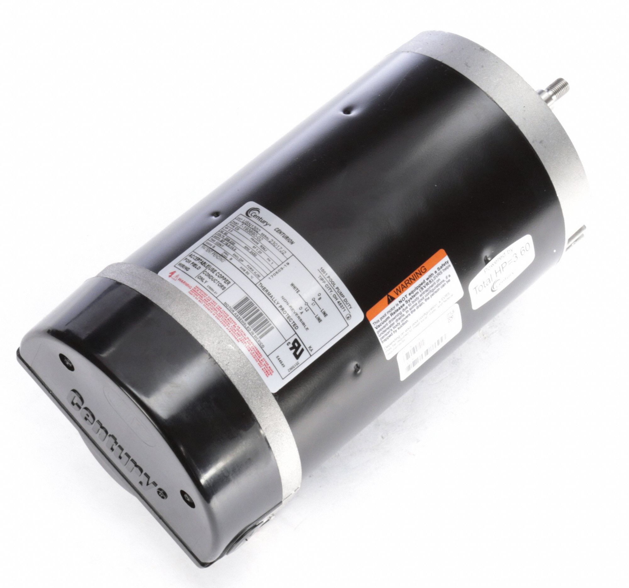 CENTURY Pool Pump Motor, 3 HP, Permanent Split Capacitor, Nameplate RPM