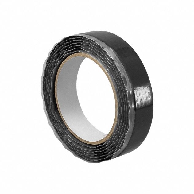 Hook-and-Loop Fastener: Roll, Black, Loop, 1 in Overall Wd, 30 ft Overall Lg, Adhesive, Rubber