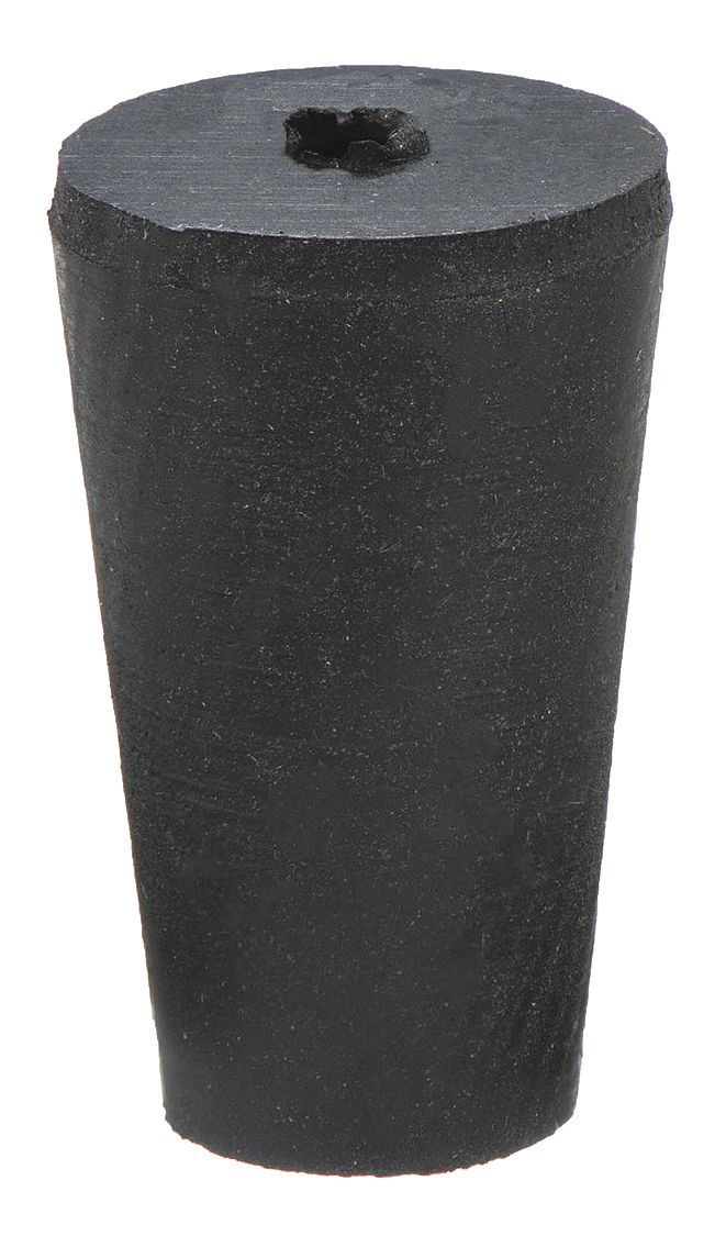 Stopper: SBR Rubber, 0 Stopper Size, 18 mm Neck Size, 9 mm Bottom Dia, 12 mm Top Dia, Stopper, Black