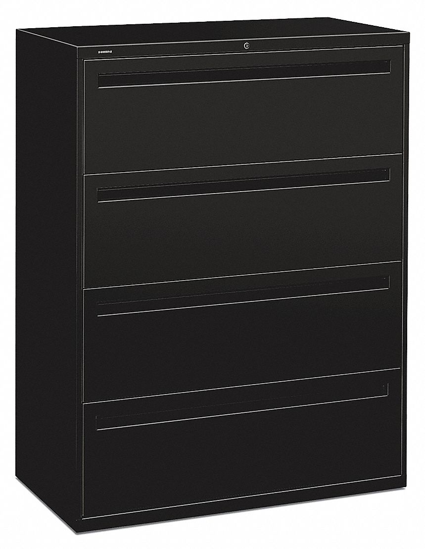 42 in, 19 1/4 in, 53 1/4 in, File Cabinet, Black - Grainger