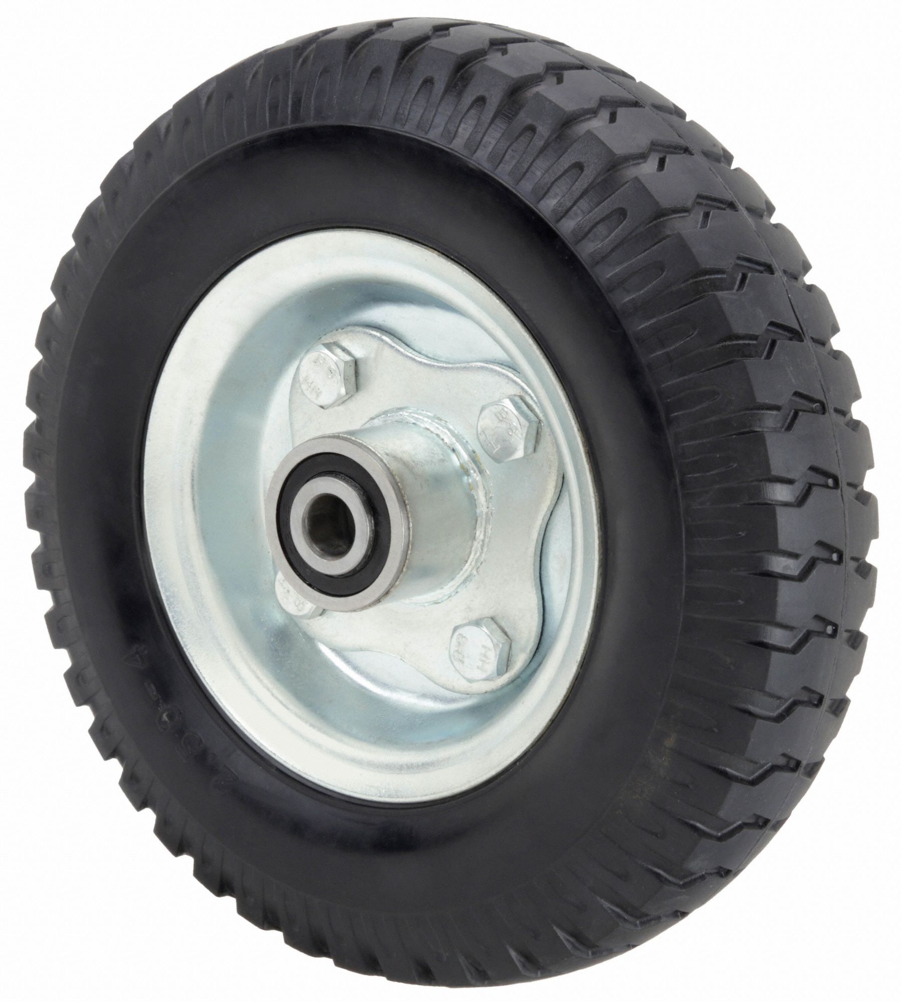 MARASTAR, 8 in Wheel Dia., 1 1/2 in Wheel Wd, Flat-Free Solid Rubber ...