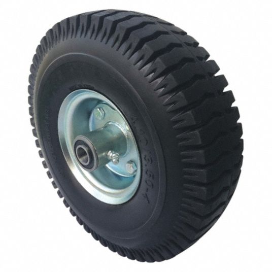 MARASTAR Flat-Free Solid Rubber Wheel: 10 in Wheel Dia., 3 in Wheel Wd ...