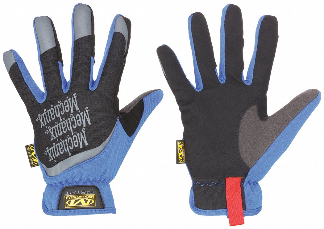 FASTFIT MECHANICS GLOVES, M (9), FULL FINGER, SYNTHETIC LEATHER, BLUE