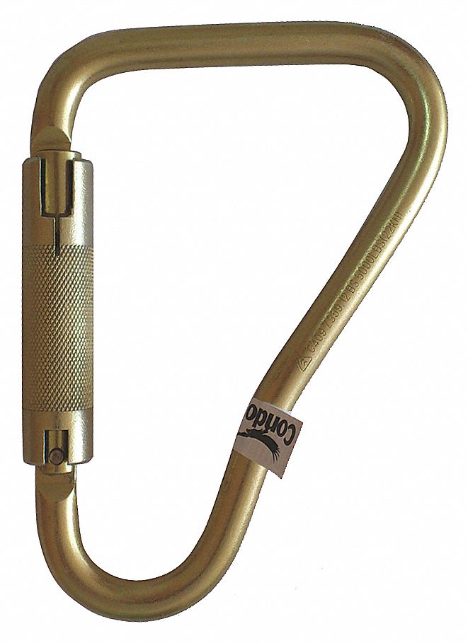 CONDOR Carabiner, OffsetD Carabiner Shape, Yellow, 5,000 lb Tensile