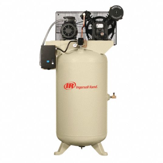 Electric Air Compressor: 5 hp, 2 Stage, Vertical, 60 gal Tank, 14 cfm, 460V AC