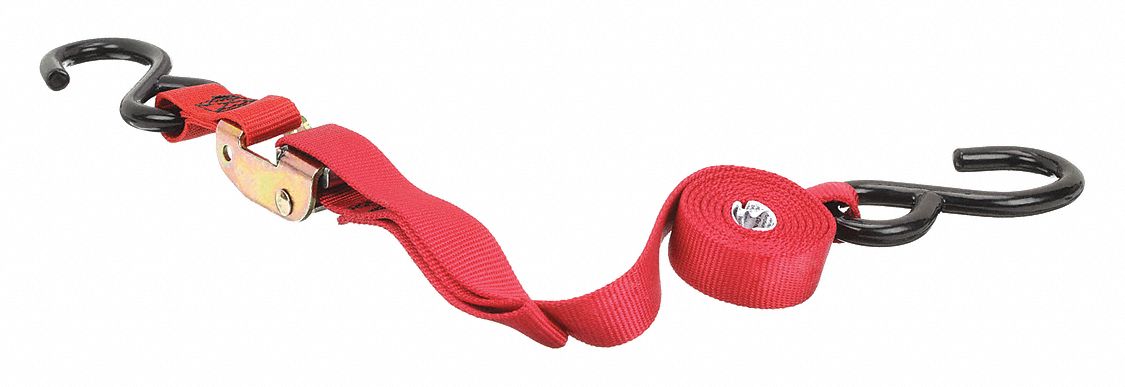 Tie Down Strap, S-Hook, Red