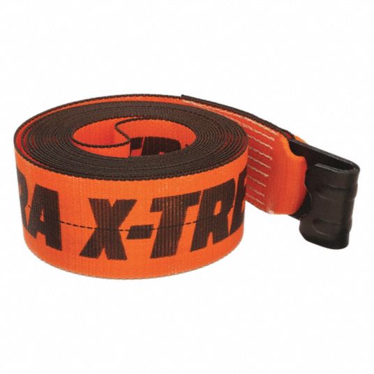 4 Winch Strap with Flat Hook-4 x 30' - Black, WLL 5400 Flatbed