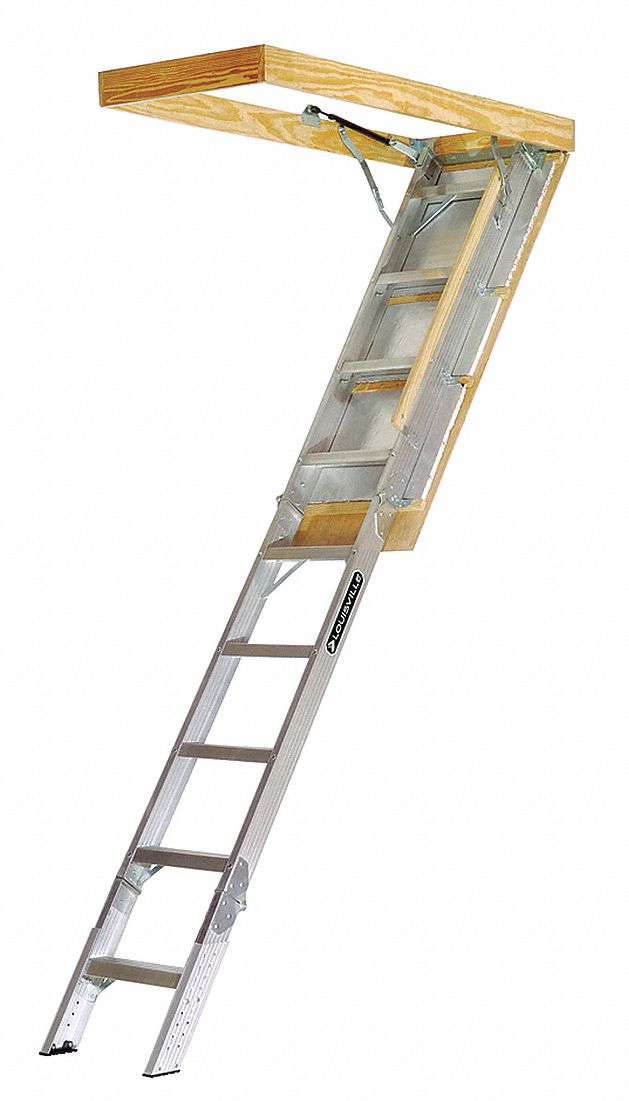 Louisville Aluminum Attic Ladder 7 Ft 9 To 10 Ft Ceiling