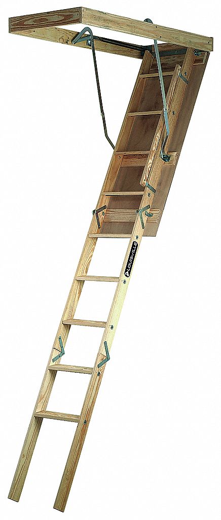 LOUISVILLE Wood Attic Ladder, 7 ft to 8 ft 9 in Ceiling ...