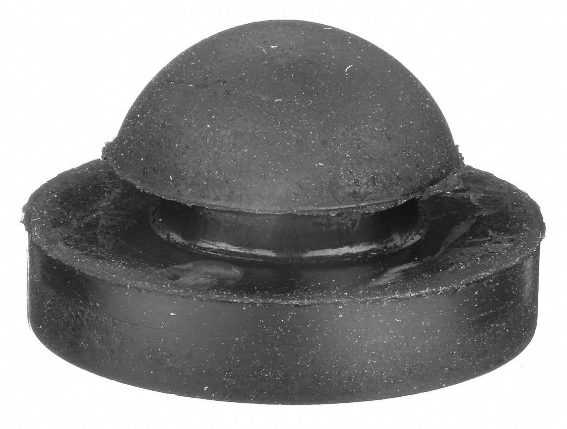 Bumper Door Stop: Door - Mounted, 11/32 in Wd, 11/32 in Overall Ht, Black