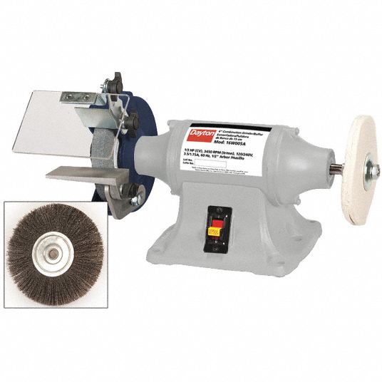 DAYTON Bench Grinder For 6 in Max. Wheel Dia., For 3/4 in Max. Wheel Thick, 36 Grinding Wheel