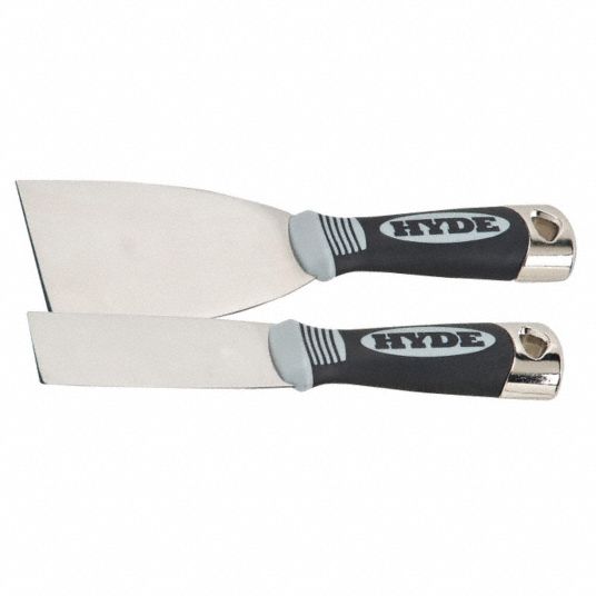 HYDE Putty Knife Set 1 1/2 in_3 in Blade Wd, Stainless Steel, Std