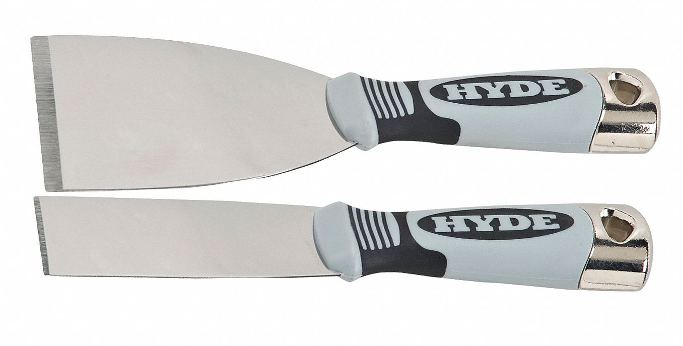 HYDE 2Piece Standard Stainless Steel Stiff Putty Knife Set, 1 1/2 in