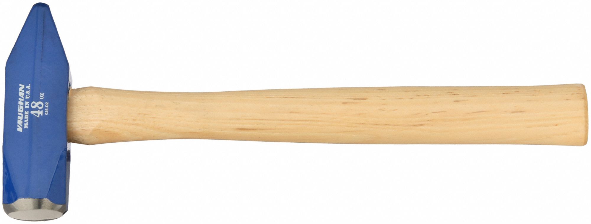 Cross Pein Hammer: Wood, Steel, 2 lb Head Wt, 1 1/2 in Face Dia, 15 in Overall Lg, Plain Grip