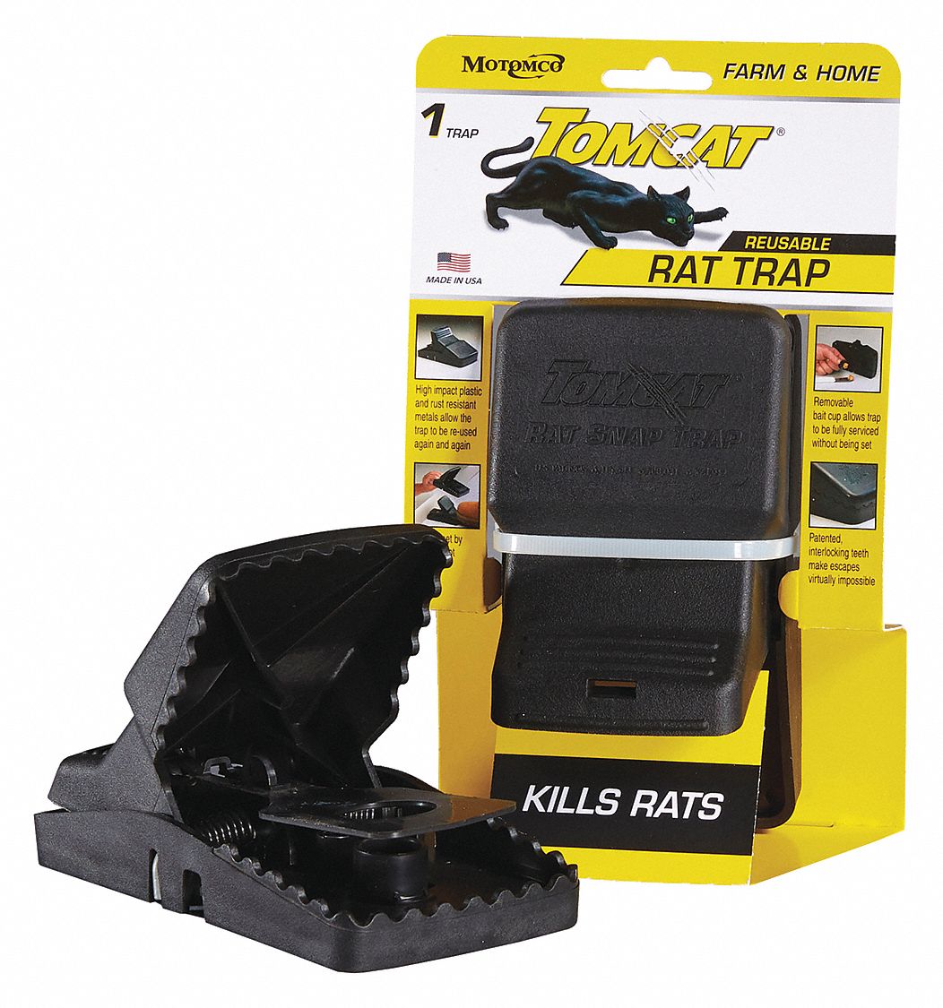 Rat Trap: Indoor Rodent Control, Snap Trap, 3 3/4 in Overall Lg, 5 1/4 in Overall Wd