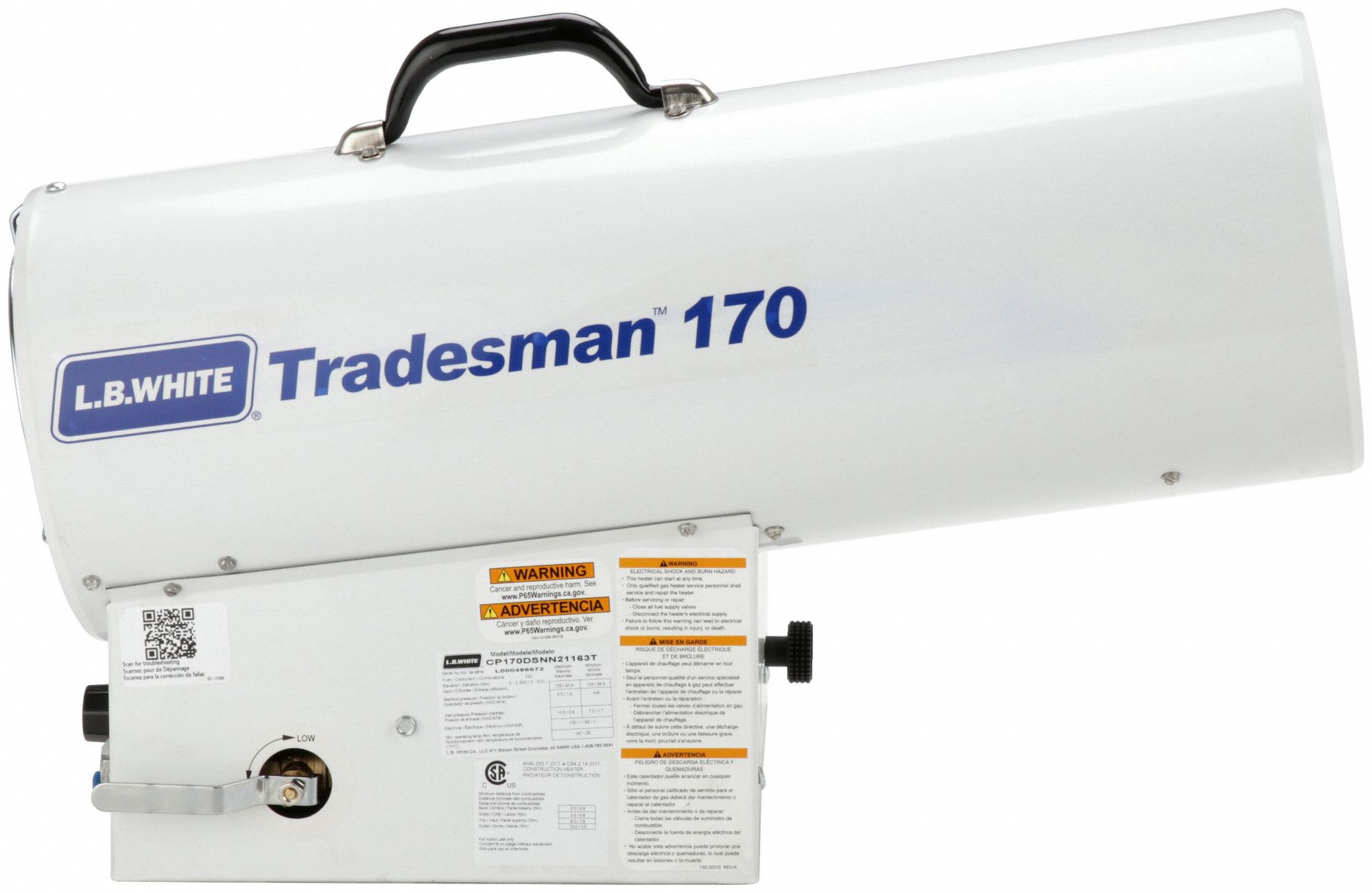 L.B. WHITE Portable Gas Torpedo Heater 155,000 BtuH Heating Capacity