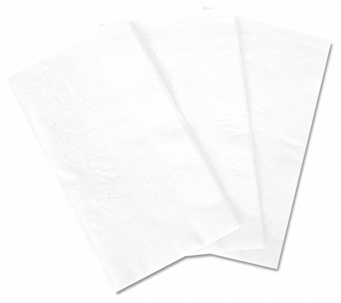 GRAINGER APPROVED 1/8 Fold Dinner Napkin, Plain White, 4-1/4 in x 7-1/2 ...