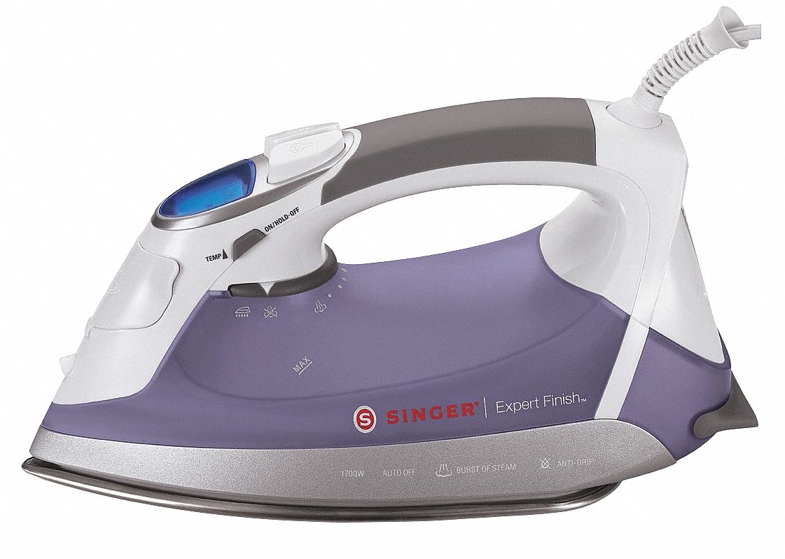 Electric Iron: 1.5 mL Water Capacity, 7 3/4 ft Power Cord Lg, 2.9 lb Wt, Self-Cleaning