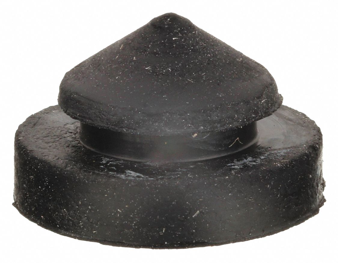 Bumper Door Stop: Door - Mounted, 11/32 in Wd, 11/32 in Overall Ht, Black