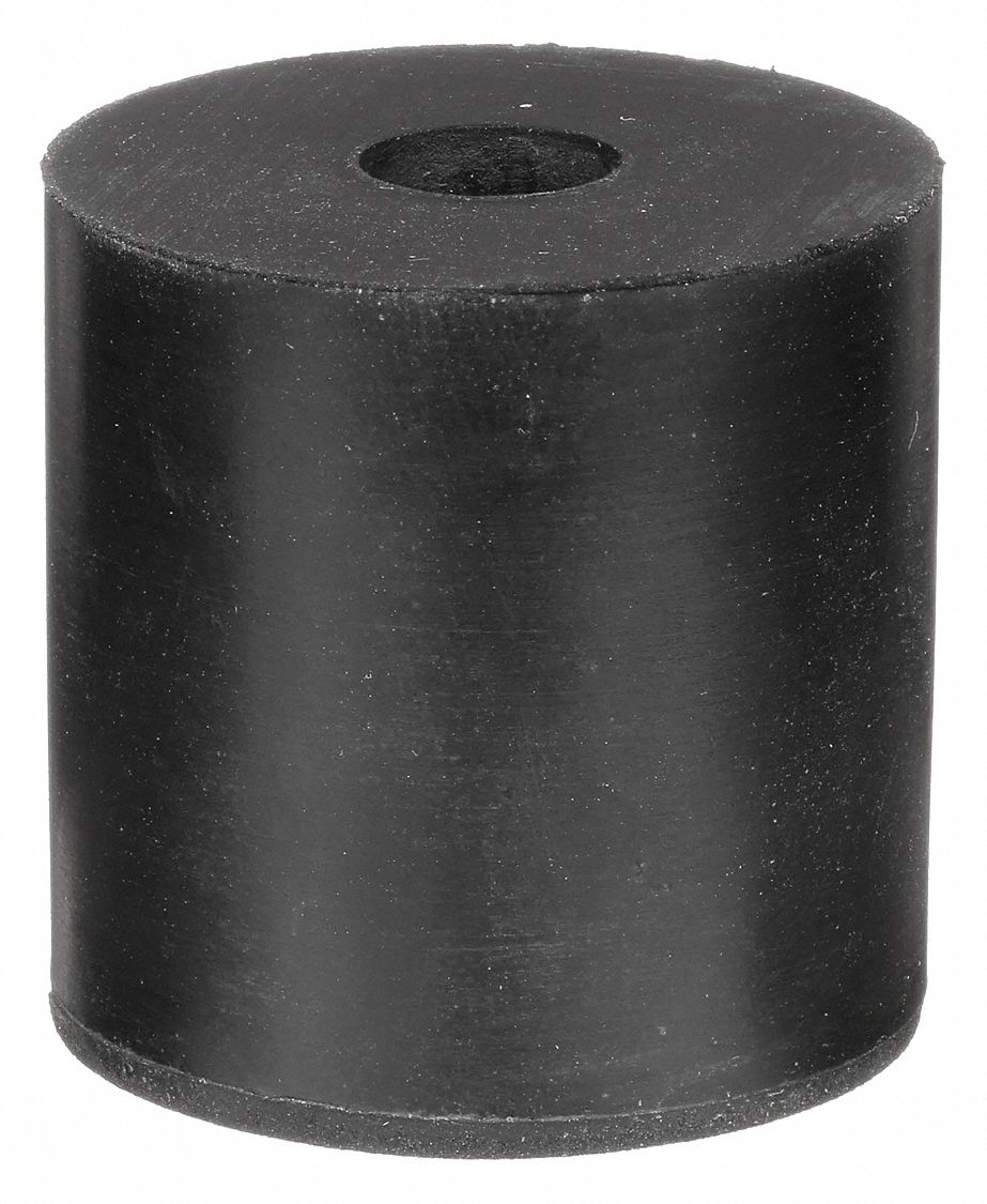 Bumper Door Stop: Door - Mounted, 1 1/2 in Wd, 1 1/2 in Overall Ht, Black