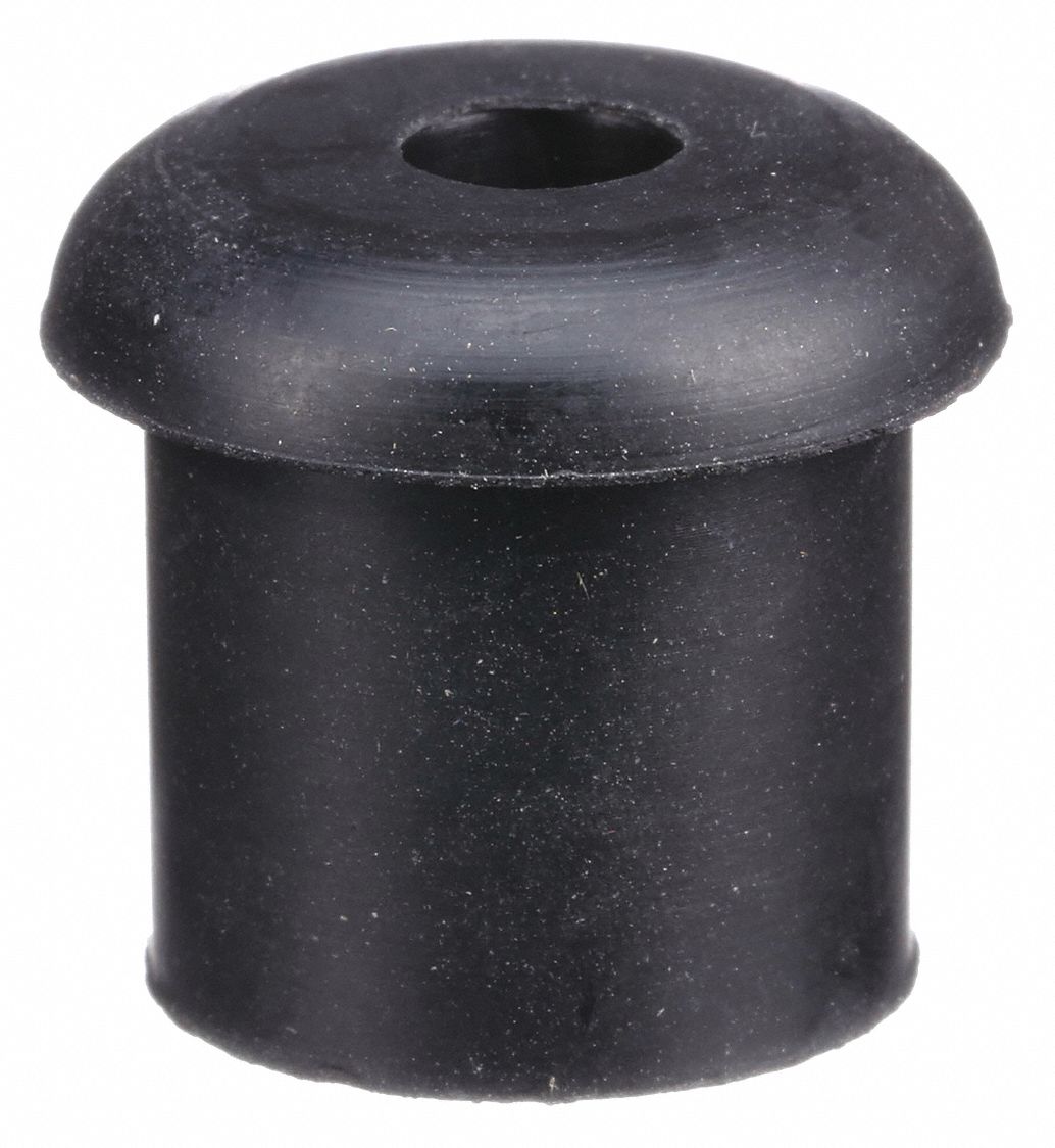 Bumper Door Stop: Door - Mounted, 9/16 in Wd, 9/16 in Overall Ht, Black