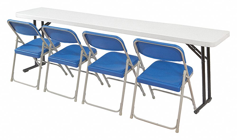 FOLDING TABLE, RECTANGLE TABLE SHAPE, GREY TABLETOP, 18 IN D, 96 IN W