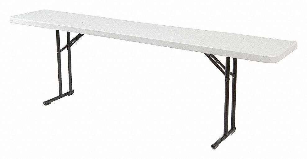 FOLDING TABLE, RECTANGLE TABLE SHAPE, GREY TABLETOP, 18 IN D, 72 IN W