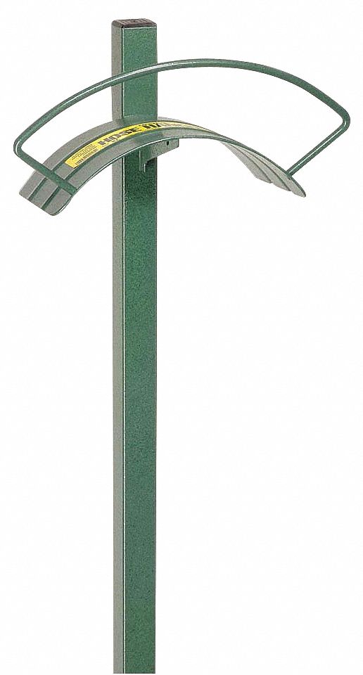 Garden Hose Hanger: 150 ft (5/8 in I.D.), Steel, Green, 7 in L x 13 in W x 30 in H