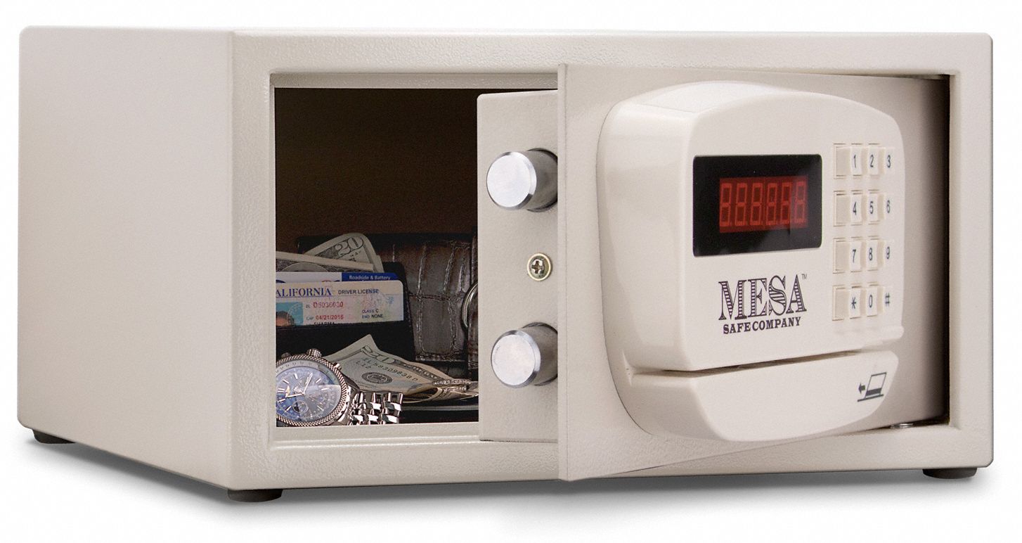 MESA SAFE COMPANY Hotel and Residential Safe 0.4 cu ft Capacity, Putty